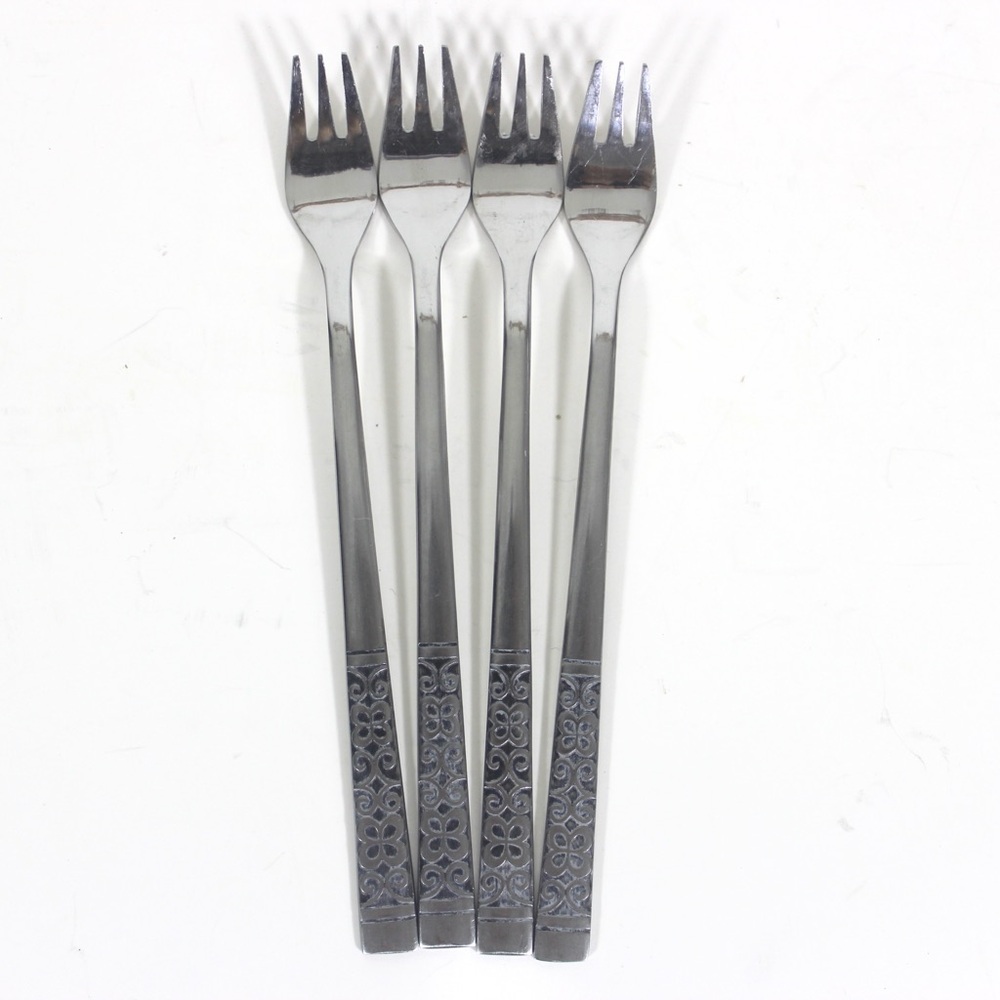 Mid Century Modern 4 Vintage Stainless Cocktail Forks, Northland Stainless Steel